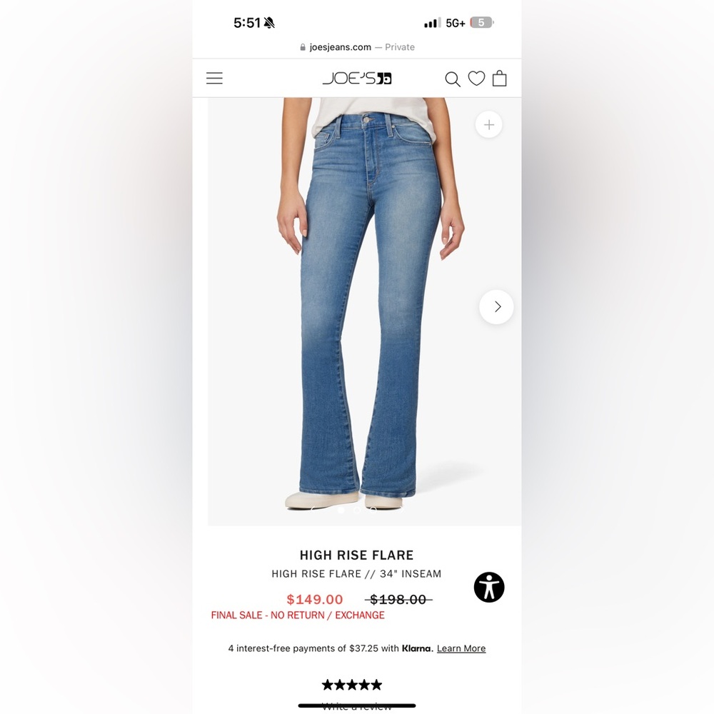 Joe’s Jeans HIGH RISE FLARE Size 25